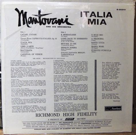 italia mía vinilo mantovani and his orchestra 100 00 en mercado libre