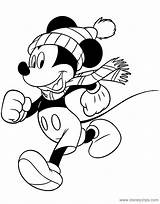 Mickey Coloring Winter Pages Mouse Disneyclips Brisk Walk sketch template