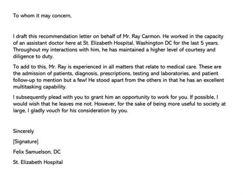 physician assistant letter  recommendation examples