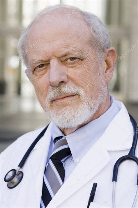 portrait  male doctor stethoscope  neck stock photo
