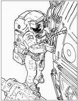 Ruimtevaart Ruimte Astronaut Repareert sketch template