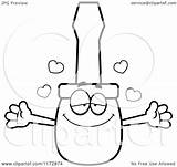 Hug Wanting Screwdriver Mascot Loving Clipart Cartoon Thoman Cory Outlined Coloring Vector 2021 sketch template