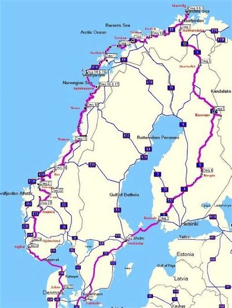 routekaart rondreis noorwegen noordkaap motor noorwegen reizen rondreis noorwegen