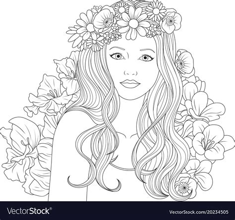 pretty girl  flowers coloring page recolor app coloring pages