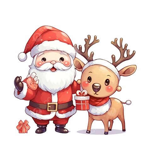 cartoon cute christmas santa claus  reindeer celebration funny