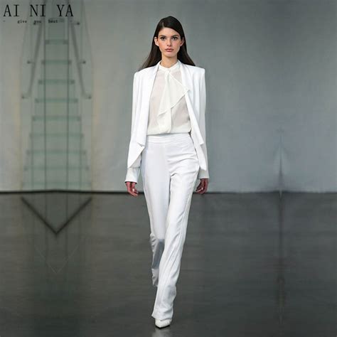 jacket pants womens business suit white female office uniform blazer