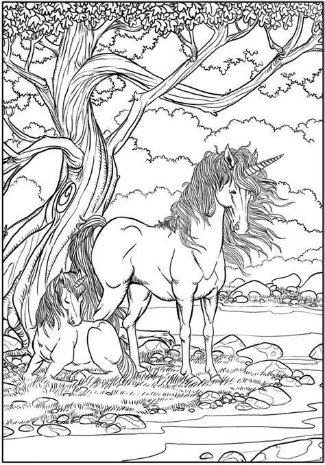 fantasy unicorn adult art coloring page color pinterest unicorns