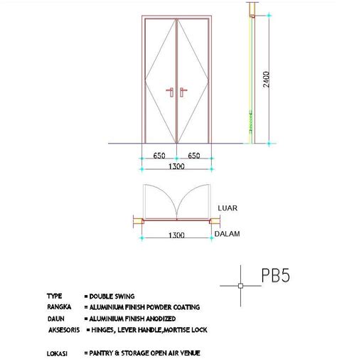 double swing door section  elevation design     autocad drawing cad file