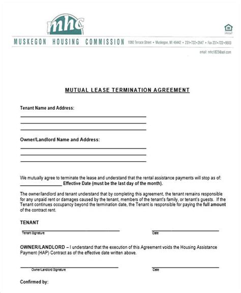 mutual agreement  terminate contract template awesome template