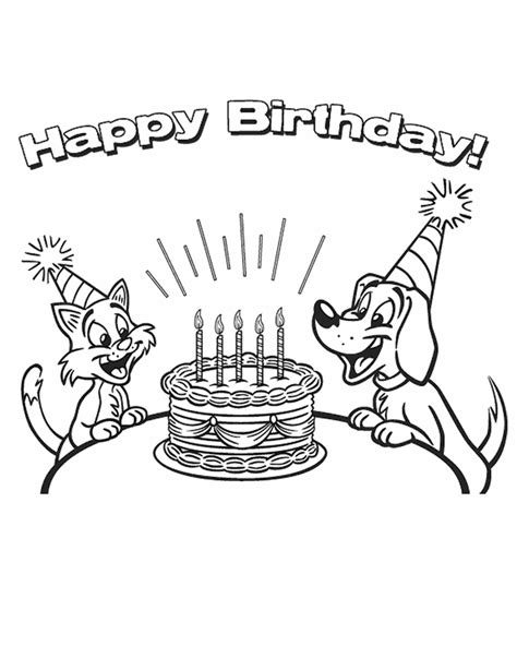 happy birthday pets  printable coloring pages happy birthday