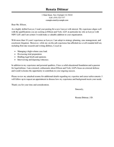 lawyer cover letter examples livecareer