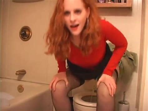 desperate redhead pisses through her panties