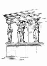 Cariatide Zuil Colonna Colonne Caryatid Pillar Cariatides Columna Kleurplaten sketch template