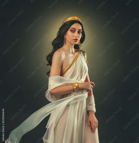 Fantasy Art Greek Goddess Woman Brunette Hair Fashion Model Posing