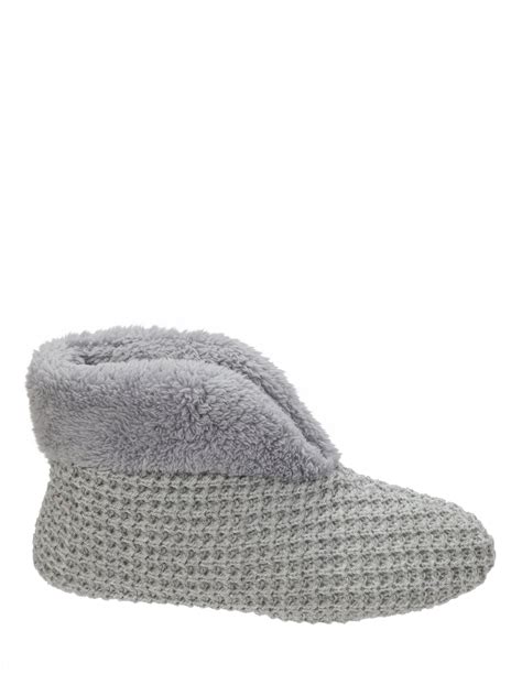 dearfoams womens textured knit bootie slippers walmartcom