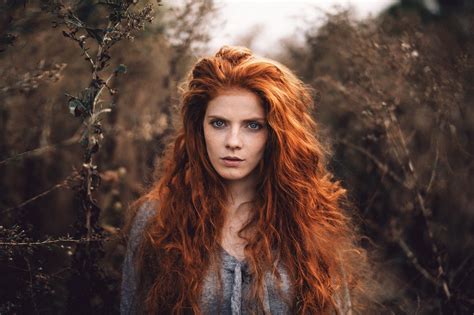 Wallpaper Face Fall Women Outdoors Redhead Model