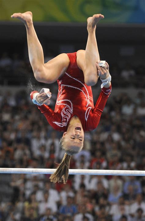 Nastia Liukin Dismounts The Uneven Bars Whoa