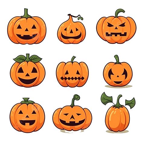pumpkin halloween flat design cartoon illustration set cute pumpkin