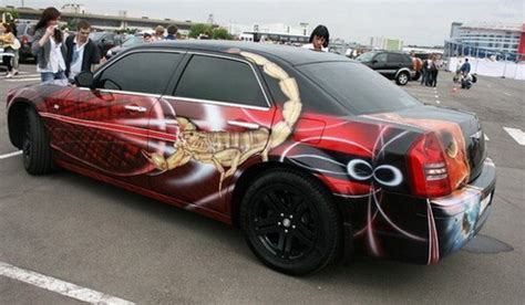 artistic customized car paint design swan