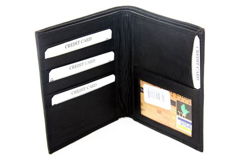 mens leather large hipster bifold  credit card id black wallet
