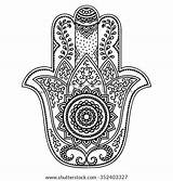 Hamsa Hand Symbol Vector Drawn Coloring Pages Adults Mandala Shutterstock Template sketch template