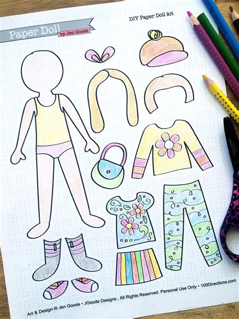 printable paper doll  kids activity  directions