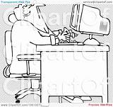 Clip Distracted Outline Coloring Computer Looking Office Illustration Woman Over Her Royalty Vector Djart sketch template