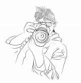 Fotografo Millennials Fotografica Schizzo Macchina Prende Donna sketch template