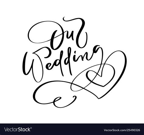 wedding day lettering text  heart vector image