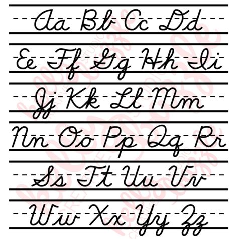alphabet cursive chart svg file  cricut silhouette abc etsy