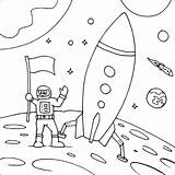 Coloring Rocket Pages Space Moon Drawing Ship Kids Astronaut Spaceship Technology Alien Mars Landing Lego Shuttle Preschoolers Simple Rocketship Print sketch template