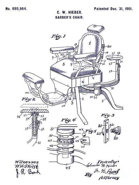 barber chair patent blueprint drawing  jon neidert fine art america