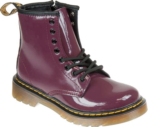 dr martens  junior delaney plum patent  girls boots humphries shoes
