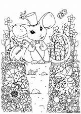 Mouse Topi Souris Adulti Mouses Chapeau Magicienne Justcolor Meditative Zentangl Realistic Fleuri sketch template