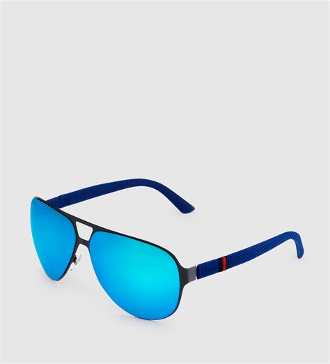 Gucci Light Steel Aviator Sunglasses In Blue For Men Lyst