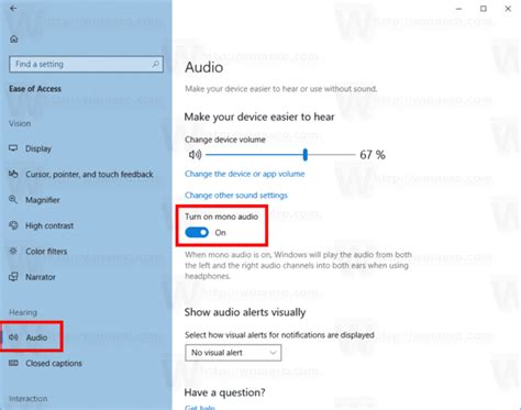 enable mono audio  windows