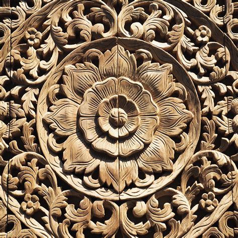 carved wooden sculpture decorative paneling siam sawadee
