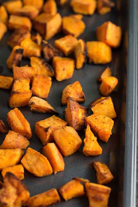minute roasted sweet potatoes recipe build bite