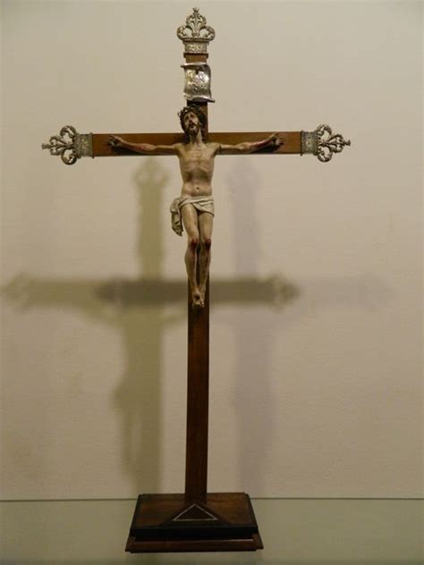 grand crucifix argent noyer eme siecle catawiki