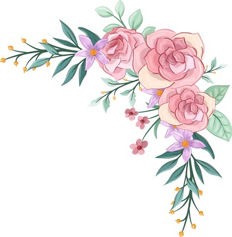 arranjo de flores rosa  estilo aquarela  png