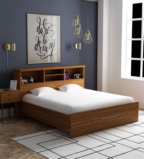 Buy Kimura King Size Bed In Teak Finish By Mintwud Online