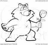 Presenting Raccoon Romantic Rose Single Clipart Cartoon Cory Thoman Outlined Coloring Vector 2021 sketch template