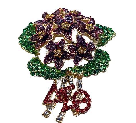 Delta Sigma Theta Sorority African Violet Pin Gold In