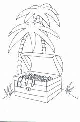 Pirate Treasure Chest Island Coloring Pages Palm Trees Color Clipartqueen sketch template