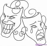 Drama Mask Drawing Easy Coloring Masks Draw Pages Cry Step Later Now Laugh Drawings Smile Face Othello Tattoo Symbols Sketches sketch template