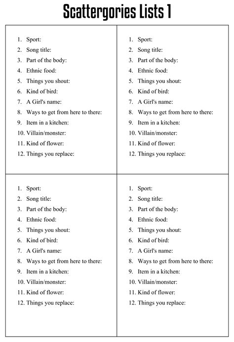 images  scattergories lists printable printable