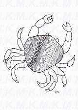 Ausmalbild Krabbe Zentangle Handgemalt sketch template