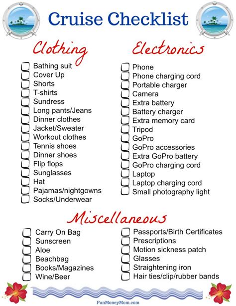 pack   cruise   printable checklist packing