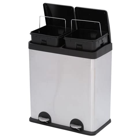 step  sort  gal  compartment stainless steel trash   recycling bin   home
