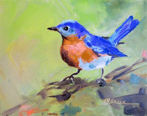 painting   lake blue bird sold